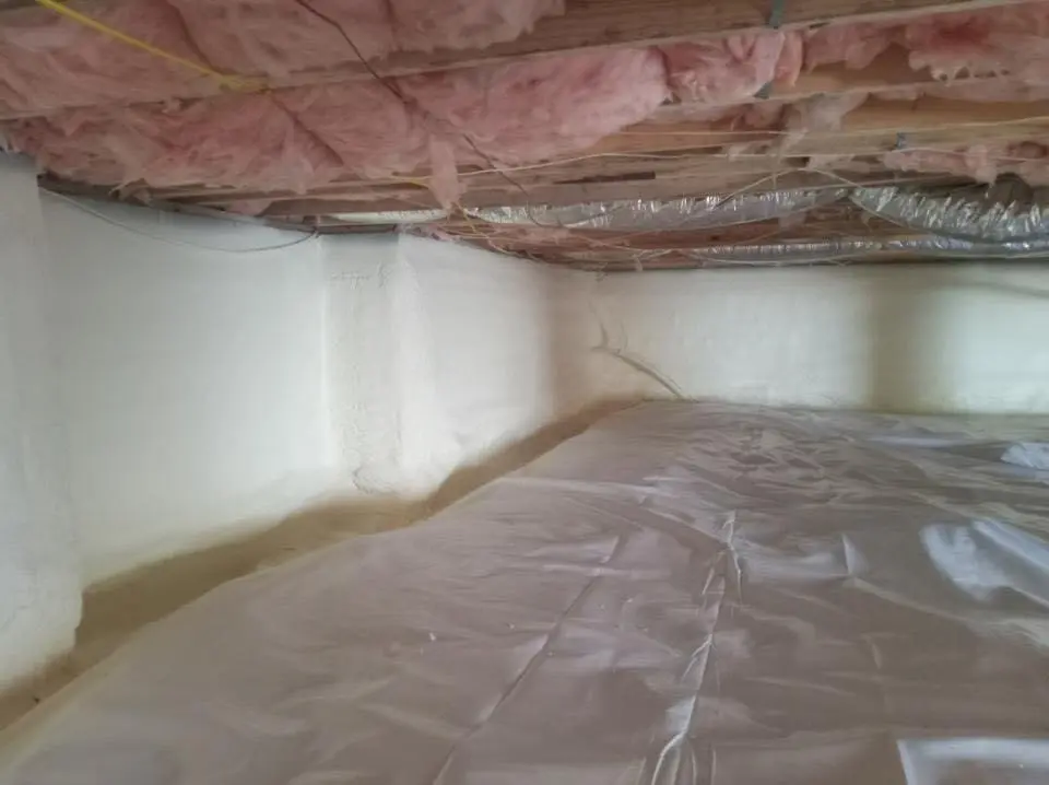 Crawl space encapsulation with closed-cell spray foam for Attic Insulation in Beacon Falls
